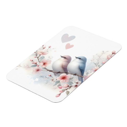 Magnet Flexible Oiseaux de l'amour romantique Branche de fleurs de (Côté Gauche)