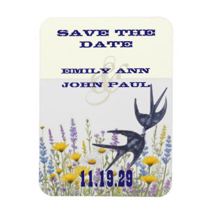Magnet Flexible Oiseaux de l'amour vintage sur bois Save the Date