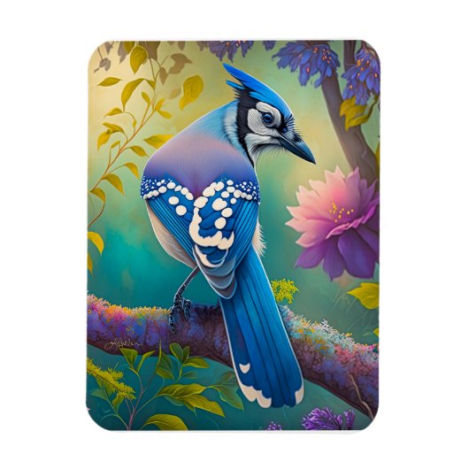 Magnet Flexible Oiseaux d'Imaginaire Jay bleu (Vertical)