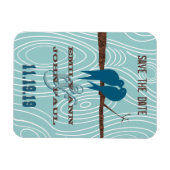 Magnet Flexible Oiseaux mignons verts bleus s'embrassant assis dan (Horizontal)