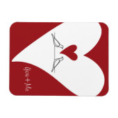 Magnet Flexible Oiseaux modernes simples en amour Coeur rouge (Horizontal)