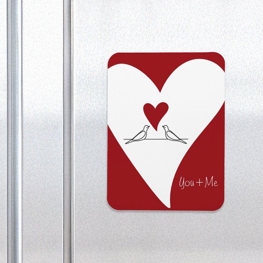 Magnet Flexible Oiseaux modernes simples en amour Coeur rouge