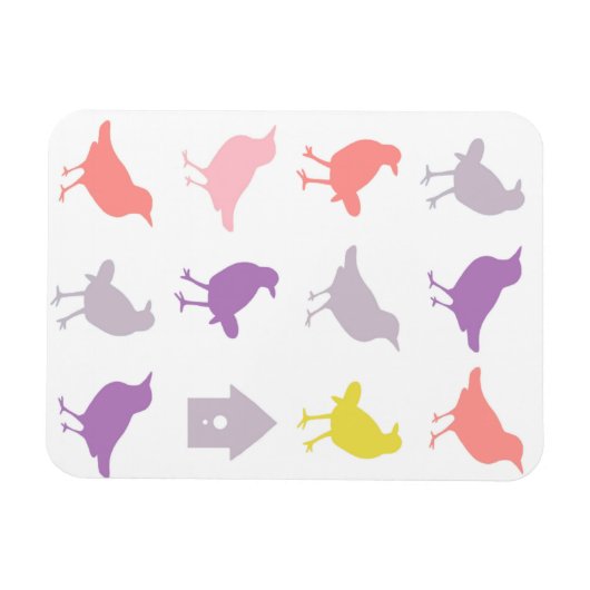 Magnet Flexible Oiseaux pastel rose et violet avec Birdhouse (Horizontal)
