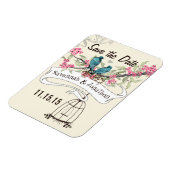 Magnet Flexible Oiseaux turquoise Fleur rose cerise Enregistrer la (Côté Gauche)