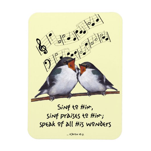 Magnet Flexible Oiseaux; Verset Biblique : Chante Louange Aux Seig (Vertical)