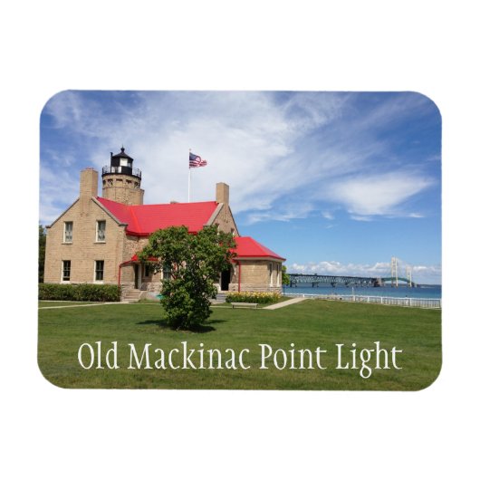 Magnet Flexible Old Mackinac Point Light, Mackinac Bridge (Horizontal)