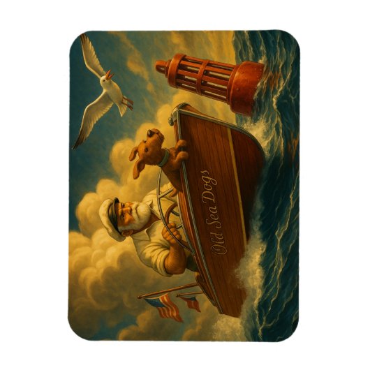 Magnet Flexible Old Sea Dogs: a sailor and his trusty canine (Vertical)