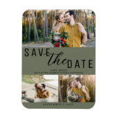 Magnet Flexible Olive Green Enregistrer la date Mariage 3 photos (Vertical)