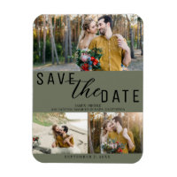 Olive Green Enregistrer la date Mariage 3 Photos