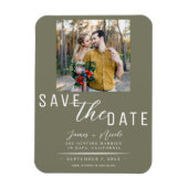 Magnet Flexible Olive Green Save the Date Photo Mariage (Vertical)