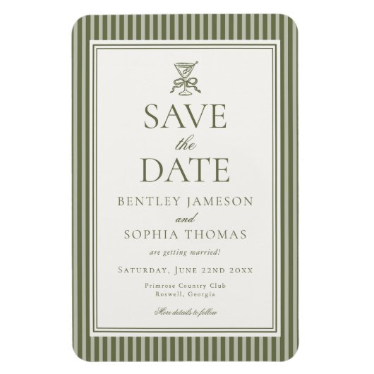 Magnet Flexible Olive Martini Tini Bit Closer Save the Date (Vertical)