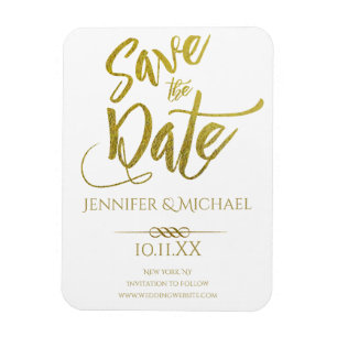 Magnet Flexible Or et blanc Enregistrer la date