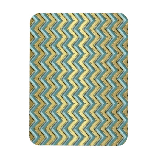 Magnet Flexible Or et Turquoise Motif Chevron (Vertical)