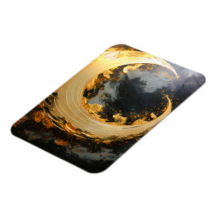 Magnet Flexible Or noir Abstrait Tourbillon Moderne Lune