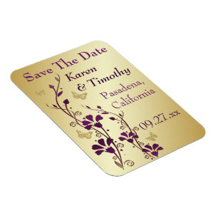 Magnet Flexible Or, Papillon Violet Floral Enregistrer L'Aimant Da