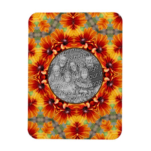 Magnet Flexible Orange Black Eyed Susan Daisy Ajouter Votre Photo (Vertical)