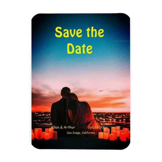 Magnet Flexible orange boho enregistrer la date QR ajouter le nom (Vertical)