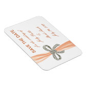 Magnet Flexible Orange Diamond Bow Wedding Enregistrer La Date Mag (Côté Droit)