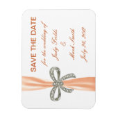 Magnet Flexible Orange Diamond Bow Wedding Enregistrer La Date Mag (Vertical)