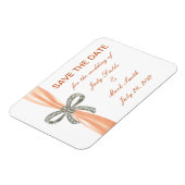 Magnet Flexible Orange Diamond Bow Wedding Enregistrer La Date Mag (Côté Gauche)