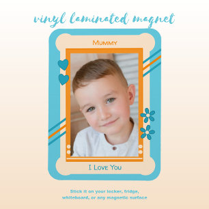 Magnet Flexible Orange et bleu amour vous maman photo