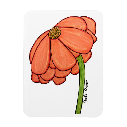 Magnet Flexible Orange Flower- Thinking of you... (Vertical)
