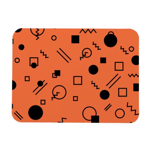 Magnet Flexible Orange, fun, trendy, geometric Memphis graphic (Horizontal)