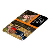 Magnet Flexible Orange Graduate Simple Deux Photos Graduation (Côté Gauche)