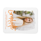Magnet Flexible Orange | Graduation de la photo de script préppy (Horizontal)