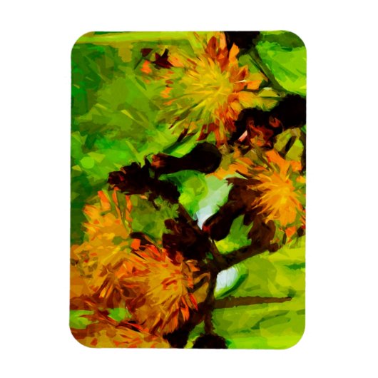 Magnet Flexible Orange Hawkweed Blosse L'Impressionnisme Abstrait (Vertical)