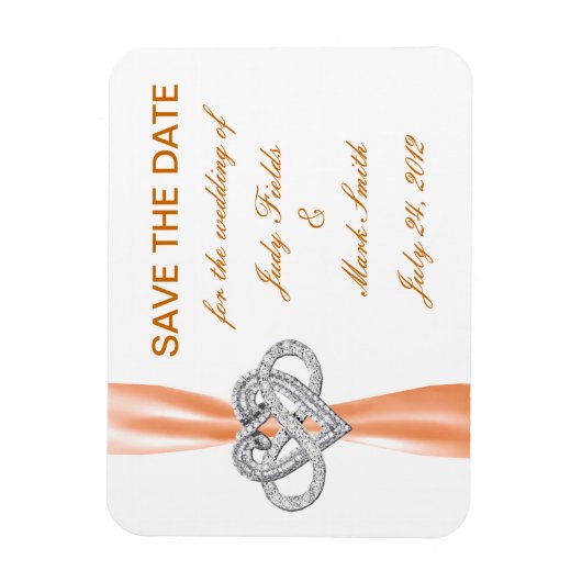 Magnet Flexible Orange Infinity Heart Enregistrer L'Aimant Date (Vertical)