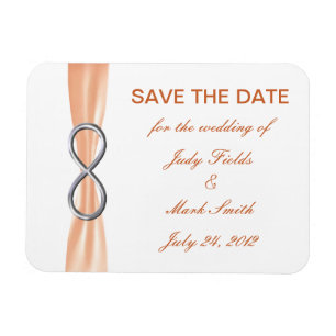 Magnet Flexible Orange Infinity Wedding Enregistrer L'Aimant Date