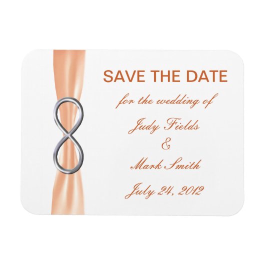 Magnet Flexible Orange Infinity Wedding Enregistrer L'Aimant Date (Horizontal)