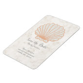 Magnet Flexible Orange Rustic Seashell Enregistrer la date (Côté Gauche)