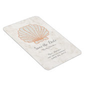 Magnet Flexible Orange Rustic Seashell Enregistrer la date (Côté Droit)
