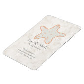 Magnet Flexible Orange Rustic Starfish Enregistrer la date (Côté Gauche)
