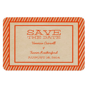Magnet Flexible Orange Trendy Stripes Enregistrer l'aimant Date