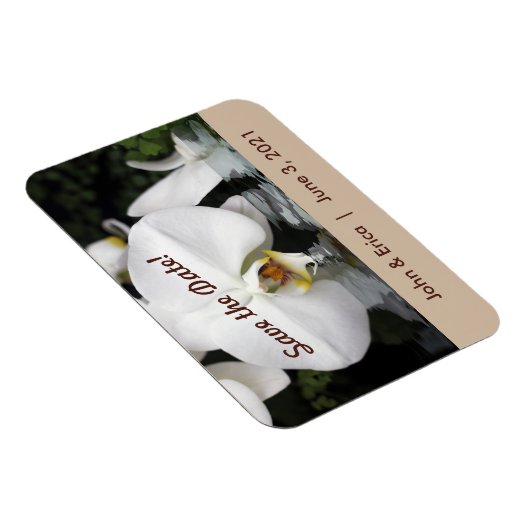 Magnet Flexible Orchidées blanches Enregistrer la date Aimant flex (Côté Droit)