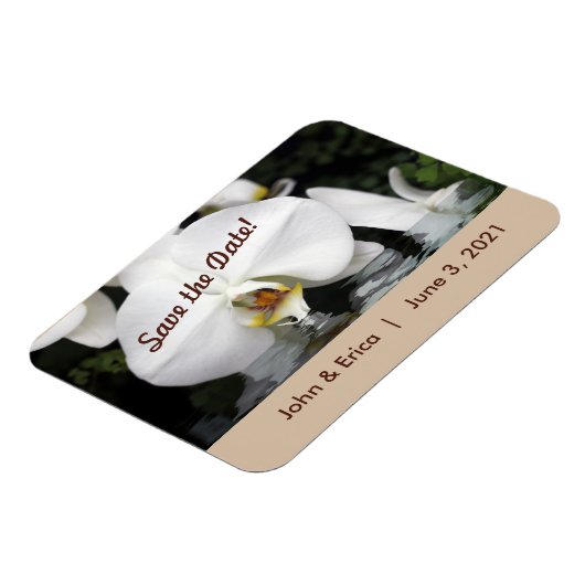 Magnet Flexible Orchidées blanches Enregistrer la date Aimant flex (Côté Gauche)