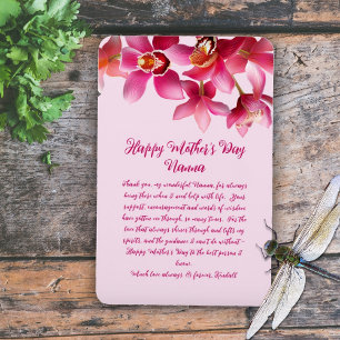 Magnet Flexible Orchidées Fête des Mères Merci Message Rose
