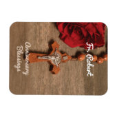 Magnet Flexible Ordination du prêtre Anniversaire Rose rouge et Ro (Horizontal)