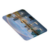 Magnet Flexible Orlando Florida Skyline Lake Eola Rainbow & Swans (Côté Droit)