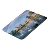 Magnet Flexible Orlando Florida Skyline Lake Eola Rainbow & Swans (Côté Gauche)