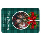 Magnet Flexible Ornement de boule de Noël Photo Buffle vert Plaid (Horizontal)