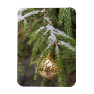 Magnet Flexible Ornement en verre de Noël d'or sur l'arbre à