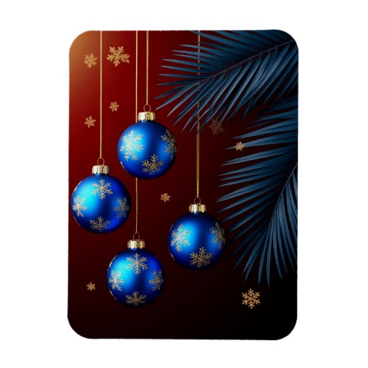 Magnet Flexible Ornements de Noël bleus élégants (Vertical)