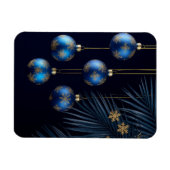 Magnet Flexible Ornements de Noël bleus élégants (Horizontal)