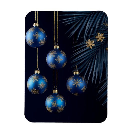 Magnet Flexible Ornements de Noël bleus élégants (Vertical)