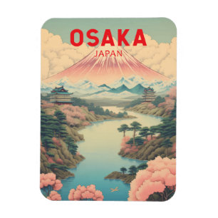 Magnet Flexible Osaka Japon Mont Fuji Travel Art Vintage