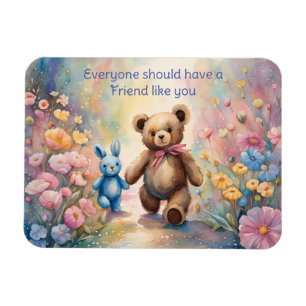 Magnet Flexible Ours en peluche et lapin dans une fête de jardin p